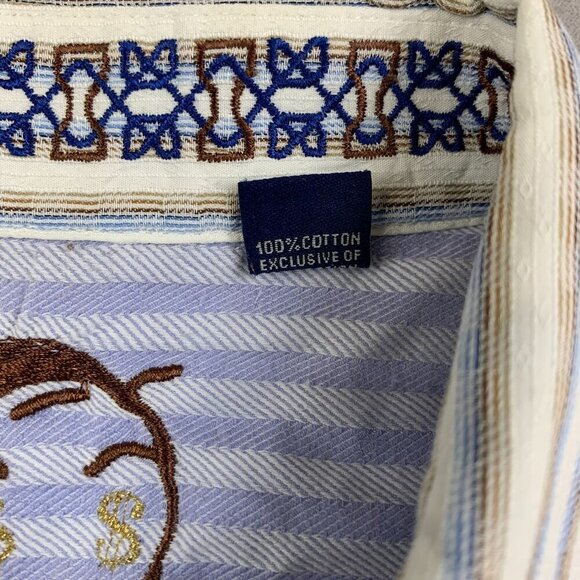 Robert Graham Men Shirt 2XL White Vertical Striped Paisley Button Up Long Sleeve - Picture 7 of 10